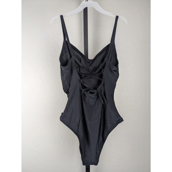 Cupshe black Alluring One-Piece Swimsuit with Lace-Up Back Detail - Picture 3 of 9
